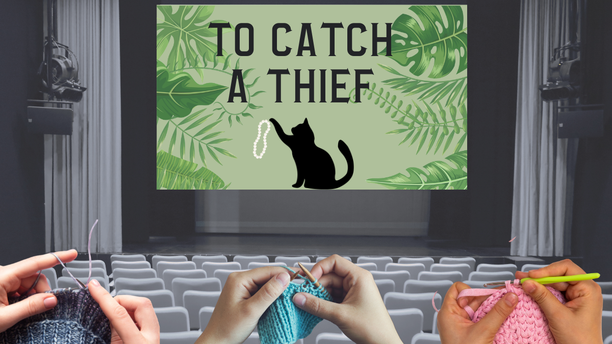 movie theater seats, hands stitching.