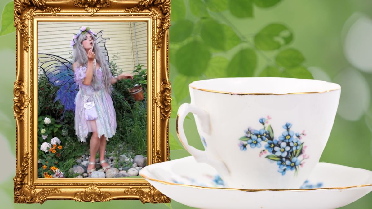 Tea Set with purple fairy