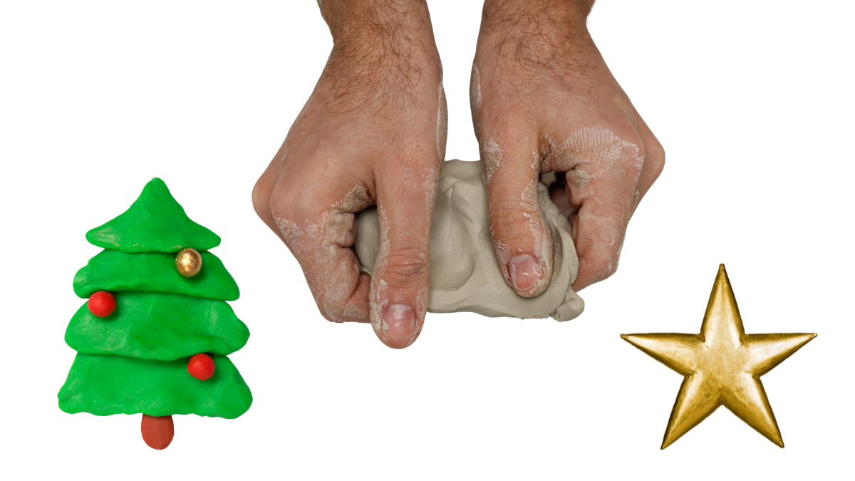 hands kneading clay into shape