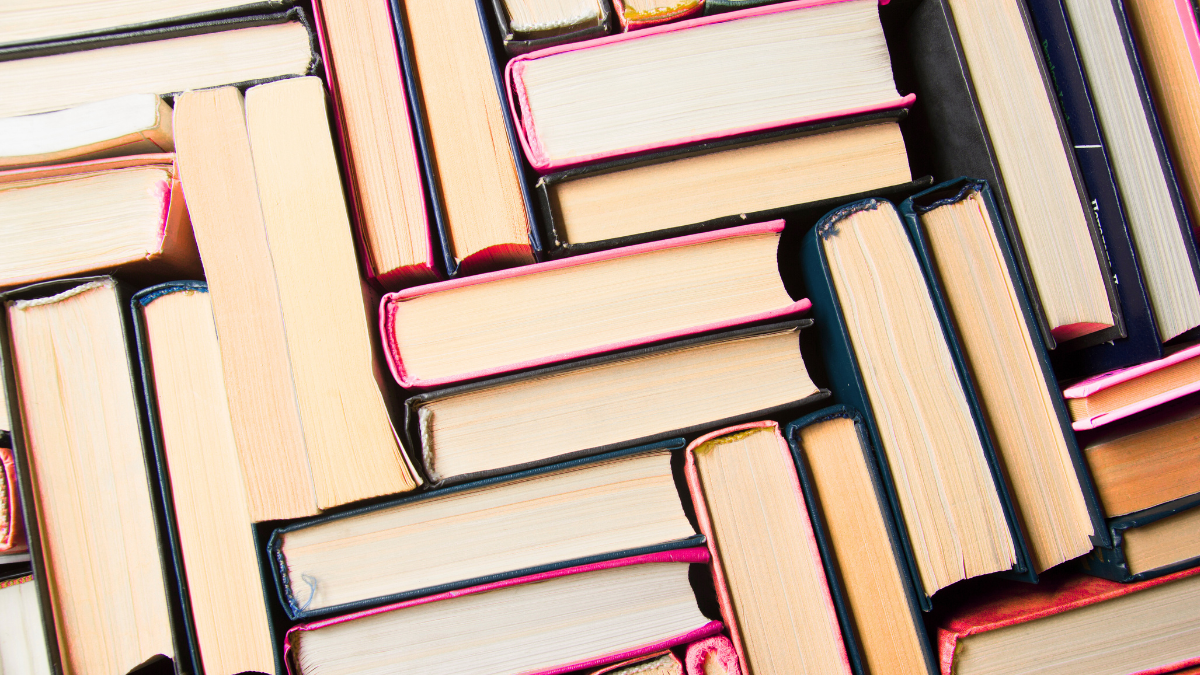 Tops of Books stacked together